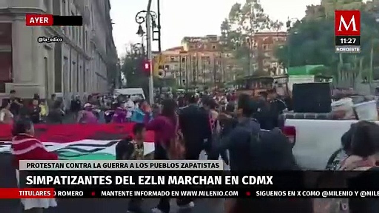 Simpatizantes del EZLN marchan en CdMx contra la violencia en Chiapas