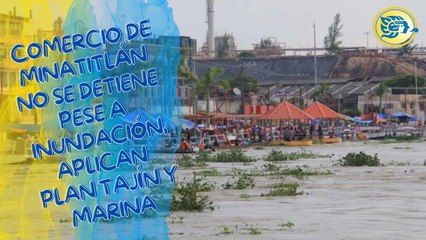 Comercio de Minatitlán no se detiene pese a inundación, aplican Plan Tajín y Marina
