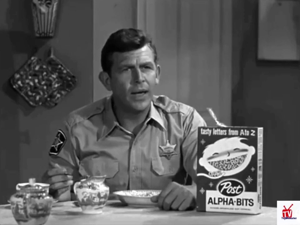 1960s Alpha Bits - Andy Griffith & Ron Howard (pre-bald days LOL) TV commercial