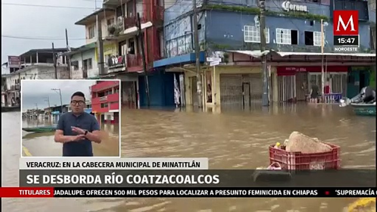 Minatitlán comienza a quedar bajo el agua tras el desborde del río Coatzacoalcos