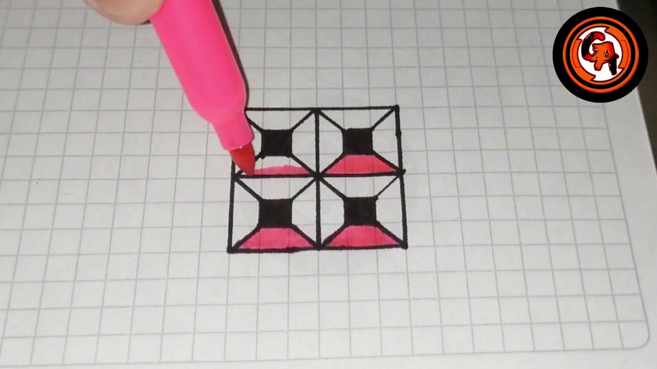 (VIDEO #0010) ️️ DIBUJANDO un hermoso diseño con una regla y marcadores de colores.