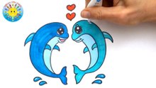Dibuja dos bonitos DELFINES !!! Draw two cute DOLPHINS !!!!