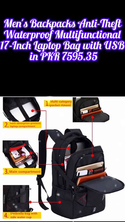 Men's backpack anti-theft waterproof laptop bag with USB