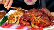 ASMR：EATING WHOLE CHICKEN CURRY+EGG CURRY+BASMATHI RICE ＊MASSIVE EATING＊KARI AYAM＊