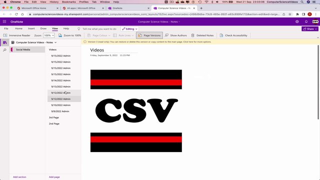 How to USE Microsoft OneNote for Office 365 On a Mac - Tutorial 14 - Access Page Versions - New