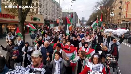 İsveç'te, Filistin'e destek gösterisi düzenlendi