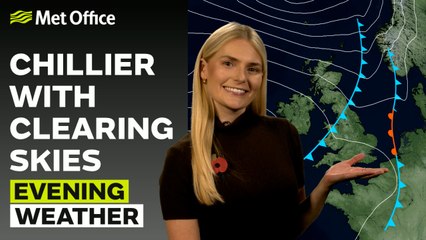 Met Office Evening Weather Forecast 26/10/2024 - Rain in the north easing