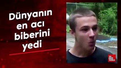 Dünyanın en acı biberini yedi
