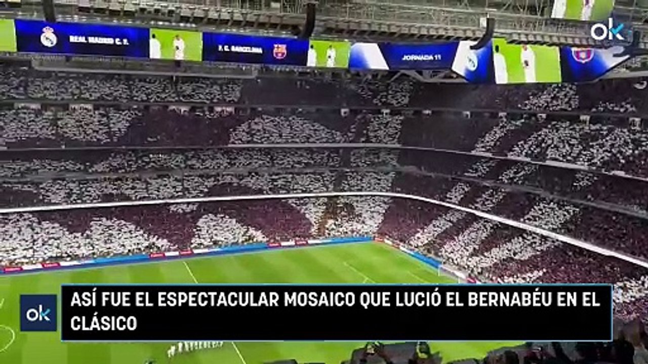 Así fue el espectacular mosaico que lució el Bernabéu en el Clásico