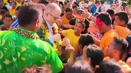 Albanese welcomed by Samoa villagers before celebrating Pacific police initiative, as CHOGM meeting wraps up
