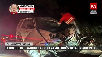 Graban choque entre camioneta y autobús en la huasteca potosina