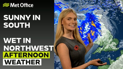 Met Office Afternoon Weather Forecast 27/10/24 – Sunny south, chilly and wet north