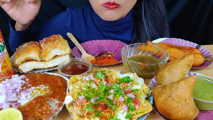 ASMR：EATING PANIPURI⧸PUCHKA,PAVBHAJI,DAHIPAPDI CHAAT,SAMOSA,CHILLI BHAJJIYA＊EATING SHOW＊