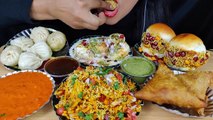 ASMR：EATING STREET FOOD DAHI PURI,MOMOS,DABELI,BHELPURI,SAMOSA l FOOD VIDEOS l