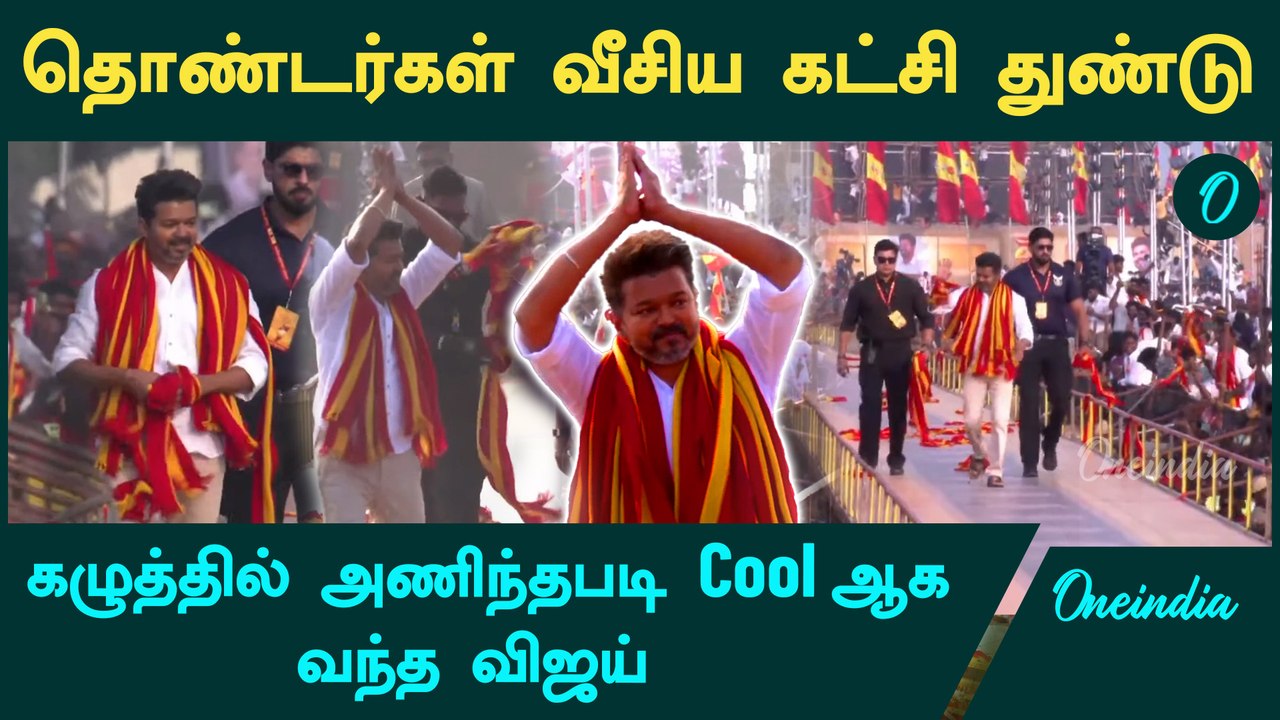 Ramp walk, 100 அடி உயரத்தில் TVK கொடி - மேடையில் கண் கலங்கிய விஜய்  | Oneindia Tamil