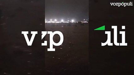 Así estaba anoche la pista del aeropuerto de Manises en Valencia