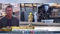 One killed, dozens injured in truck ramming at Israeli bus stop