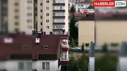 10 Katlı Binanın Çatısında Şaşırtan Spor Gösterisi