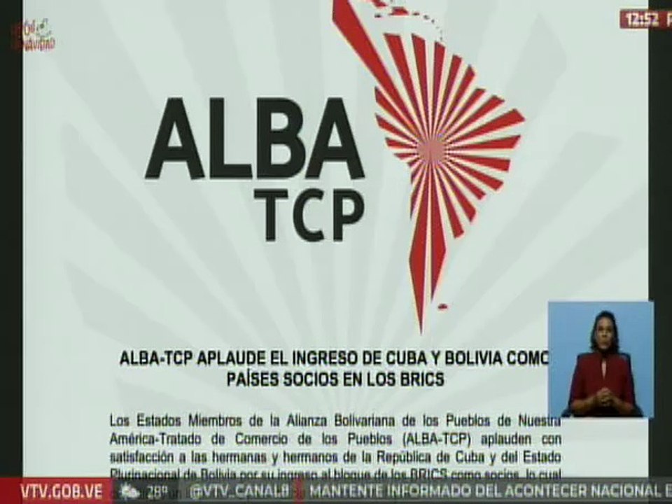 Comunicado | ALBA-TCP expresa su satisfacción al ingreso de Cuba y Bolivia como socios de los BRICS