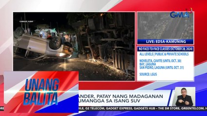 Lalaking bystander, patay nang madaganan ng truck na bumangga sa isang SUV | Unang Balita