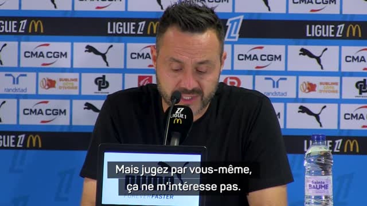 Marseille - De Zerbi : "L'arbitrage et le carton rouge, je ne veux pas en parler"