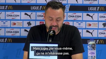 Marseille - De Zerbi : "L'arbitrage et le carton rouge, je ne veux pas en parler"