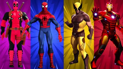 SUPERHERO COLOR DANCE CHALLENGE Deadpool vs Spiderman vs Wolverine vs Iron Man