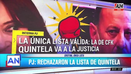 Tensión en el Partido Justicialista: rechazaron la lista de Ricardo Quintela y quedó al frente Cristina Kirchner