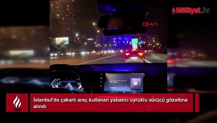 Çakarlı araç kullanan yabancı uyruklu sürücü yakalandı
