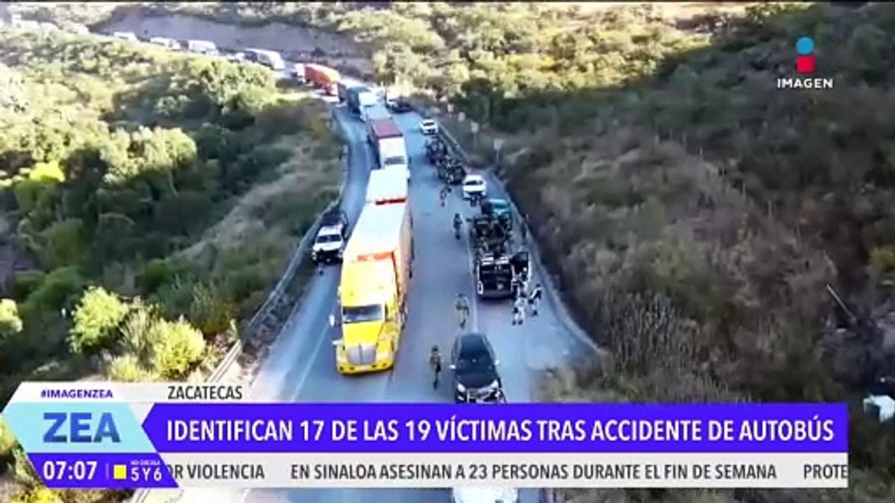 Identifican a 17 de las 19 víctimas de un choque carretero en Zacatecas