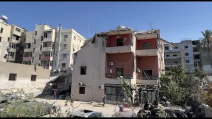 Edifici sventrati a Sidone (sud del Libano) dopo attacco israeliano