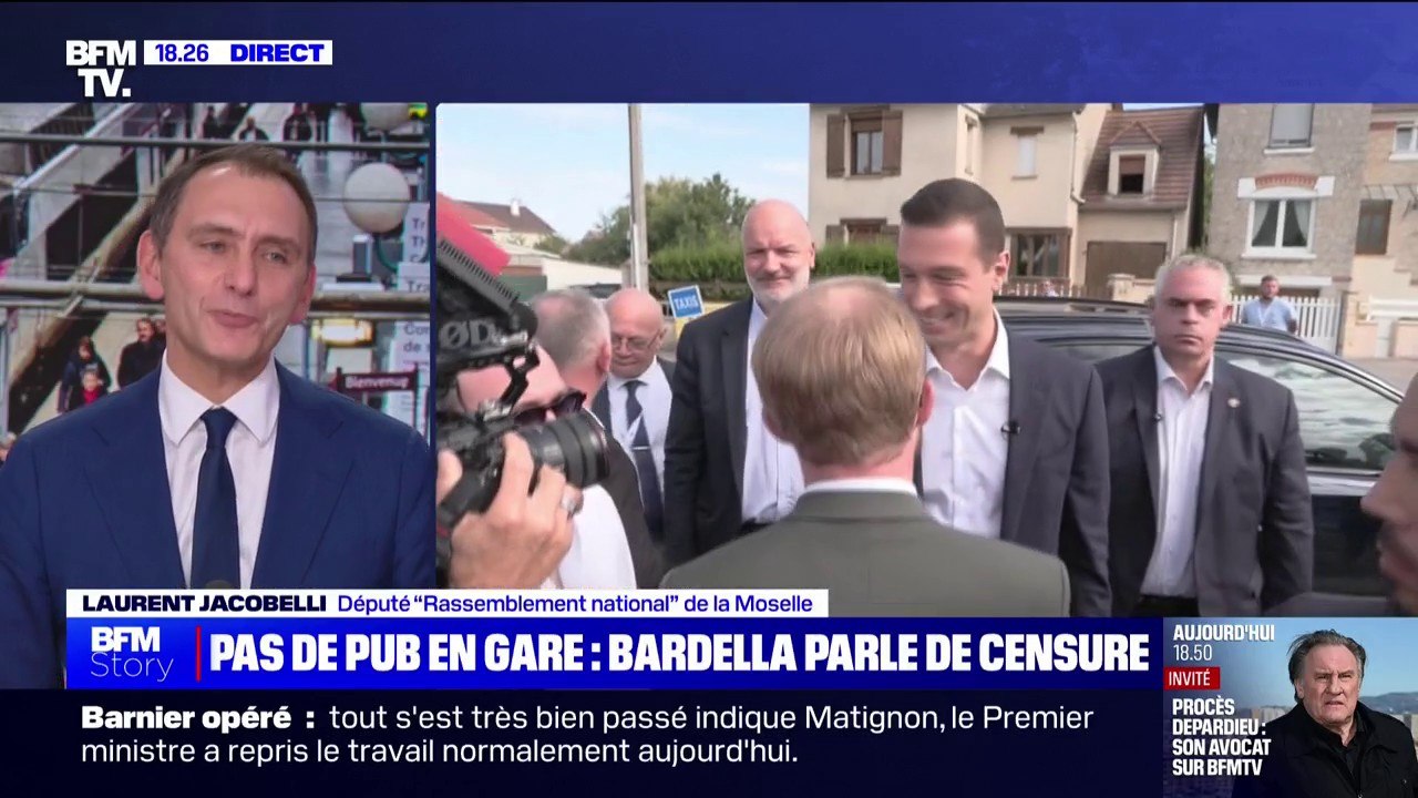 Affiches publicitaires du livre de Jordan Bardella non-autorisées dans les gares : "Des dizaines de milliers de Français vont vouloir lire ce que l'extrême gauche veut les empêcher de lire", dénonce Laurent Jacobelli (RN)