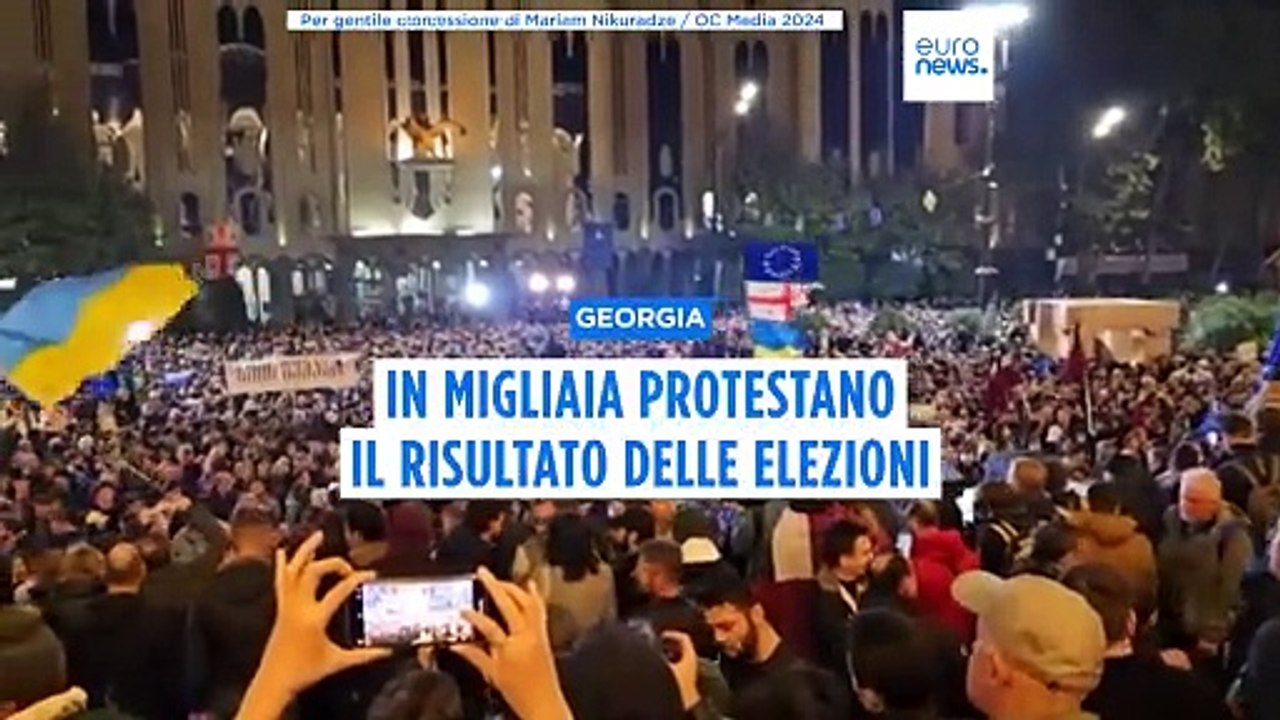 Georgia, in migliaia in piazza a Tbilisi per protestare contro il risultato delle elezioni