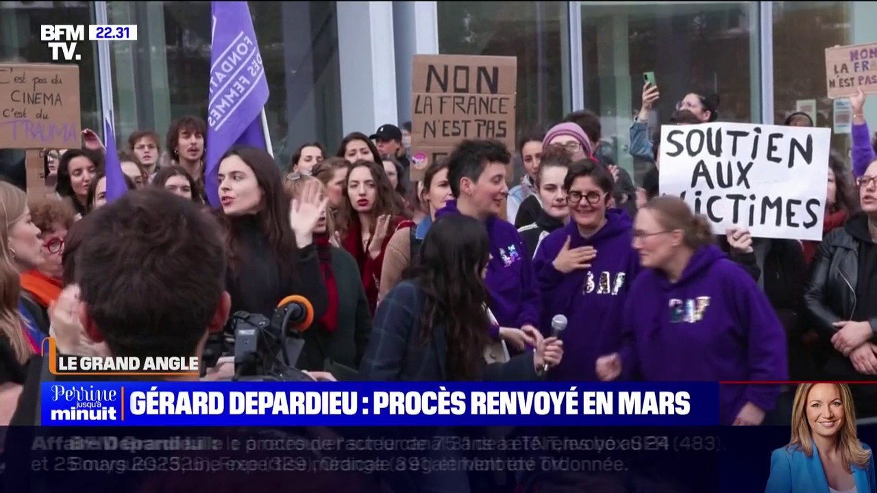 La déception des manifestantes après le renvoi du procès de Gérard Depardieu