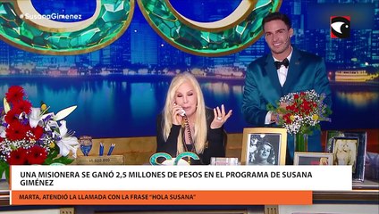 Una misionera se ganó 2,5 millones de pesos en el programa de Susana Giménez