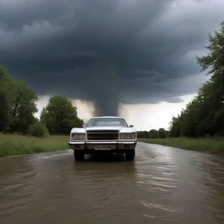 Tornado pulls a car