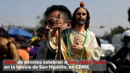 Fieles de San Judas Tadeo se congregan en la Iglesia de San Hipólito