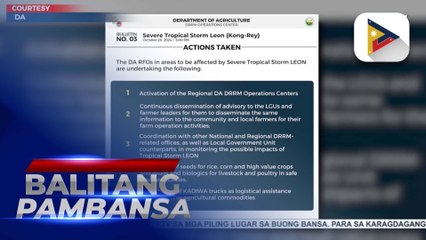 D.A., inilatag na rin ang paghahanda sa posibleng epekto ng bagyong #LeonPH