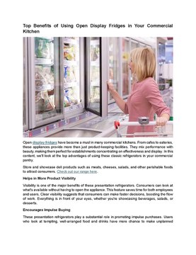 Top Benefits of Using Open Display Fridges in Your Commercial Kitchen