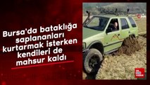 Bursa'da bataklığa saplananları kurtarmak isterken, kendileri de mahsur kaldı