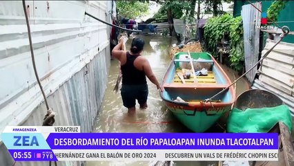 Desbordamiento del río Papaloapan deja bajo el agua a comunidades de Tlacotalpan
