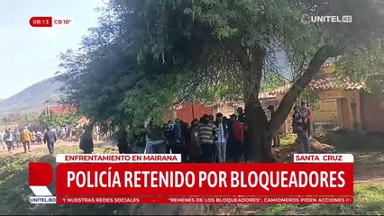 Denuncian que bloqueadores retienen a al menos un policía y agreden a periodistas en intento de desbloqueo en Mairana