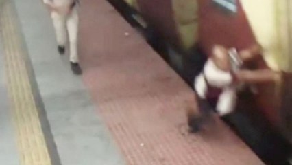Railway officer saves man from falling under moving train