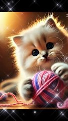 cat is playing with the ball