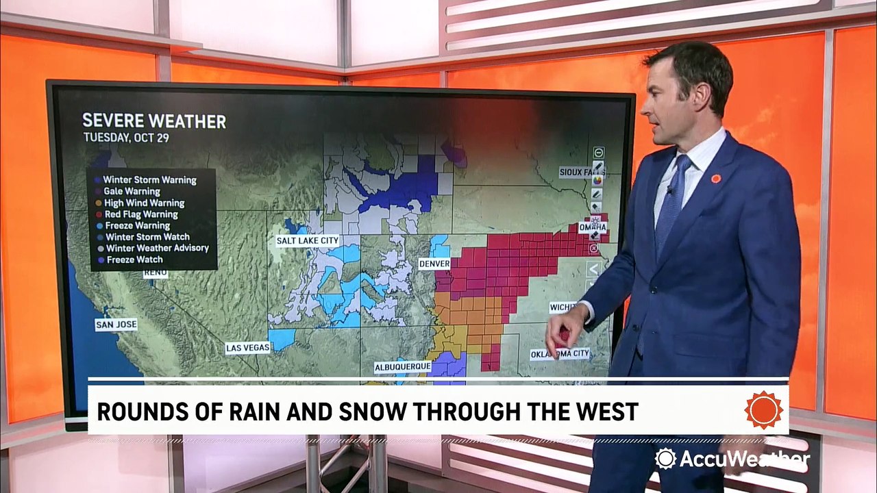 Rounds of snow and rain move through the interior West