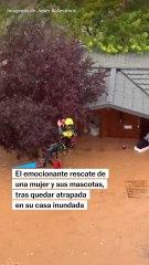 El emocionante rescate de una mujer y sus mascotas, tras quedar atrapada en su casa inundada