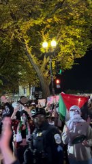 Concentración propalestina en el mitin de Kamala Harris en Washington