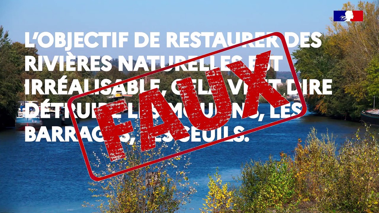 N°4 #VraiFaux : « L’objectif de restaurer des rivières naturelles est irréalisable, cela veut dire détruire les moulins, les barrages, les seuils » ❌