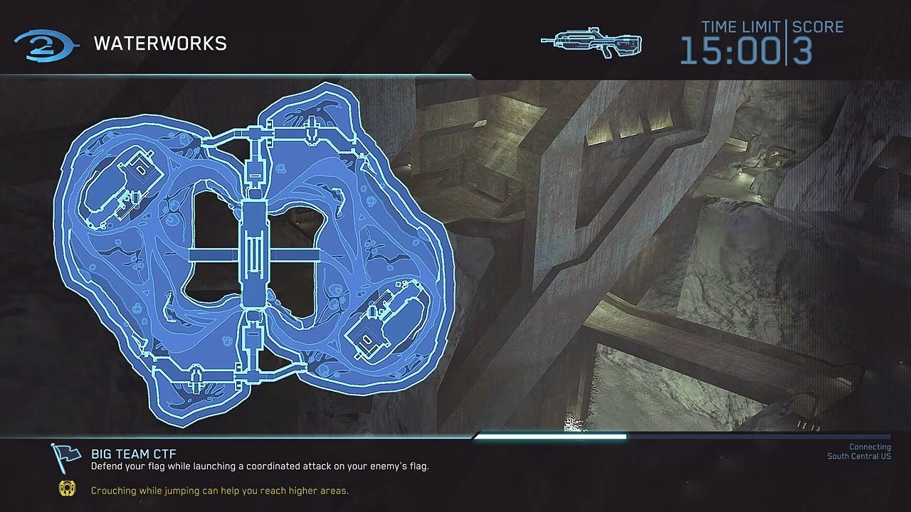 Halo 2 Classic Big Team - Big Team CTF on Waterworks Multiplayer Gameplay