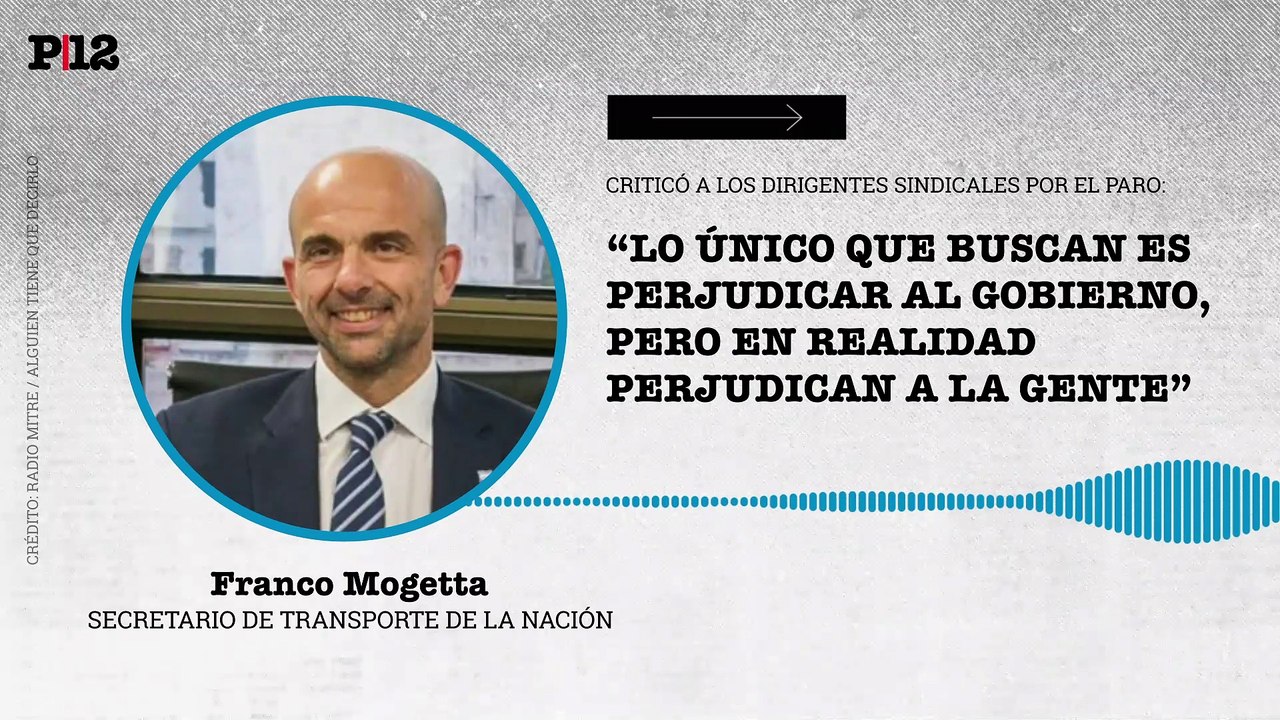 "Pilotos del tren fantasma": Mogetta descalificó a los dirigentes sindicales por el paro de transporte